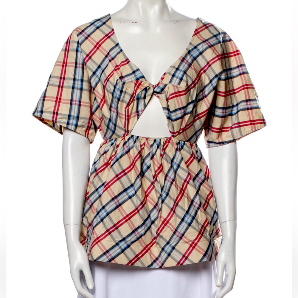 Petersyn Plaid V-Neck Blouse